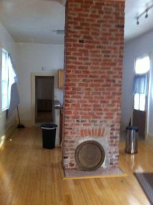 Looking from front of house to the back